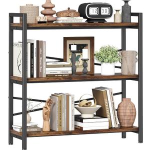 Book Shelf, 3 Tier Bookshelf size 35×10, Book Shelf Storage and Organization, Wooden and Metal Industrial Bookcase, Large Book Shelves for Home Living Room Bedroom Office Storage(Vintage)