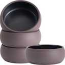 Uaral Small Bowls 8 Ounces Dipping Bowl Color Clay Flat Base Bowl Set,Two-Tone Color Porcelain Shallow Bowls,Set of 4,4.5inch(Brown Clay and Black