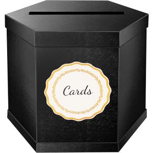 ROSEGLD Elegant Card Box Holder - 12x10x10 Inches, Perfect for Wedding, Graduation, Birthday, Baby Shower, Engagement (Black)