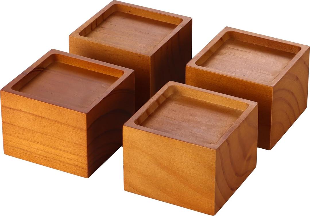 Lufia Wood Bed Furniture Risers 3 Inch, Solid Pine Wood Furniture Risers: Enhance Durability, Comfort, and Style with Effortless Installation and Added Functionality
