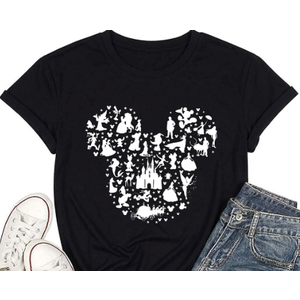 Women Magic Kingdom Castle Shirt Funny Fairy Graphic Tshirt Family Holiday Vacation Short Sleeve Tops Black