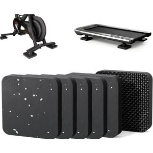 6 Packs 3.94" x 3.94" x 0.6" Treadmill Mat Pads for Walking pad, Exercise Bike,Exercise Equipment, Noise Reduce & Shocking Absorbing Rubber & Eva Mat for Protect Floors Black