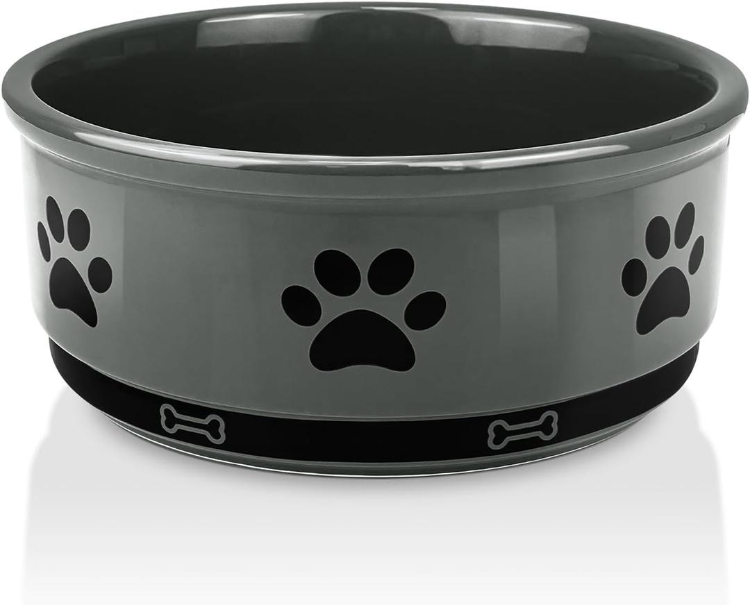 KPWACD Ceramic Pet Bowl for Dogs and Cats, Weighted Non-Slip Dog Bowls Food and Water Dish, Durable Pets Feeding Bowls Suitable for Small, Medium, and Large Dogs, Grey, 36 Oz (Medium, 4.5 Cup (35 OZ))