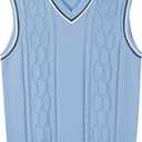 Kid Nation Boys Sweater Vest 100% Cotton School Uniform Vest for Girls Boy Toddler Kids Knit Vest (7-8 Years, Light Blue)
