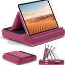 KDD Tablet Pillow Stand, Multi-Angle Viewing Ipad Holder for Lap, Bed and Desk, Foldable Soft Pad Dock with Stylus Mount Compatible with Ipad Pro 12.9, 10.5, 11, Air, Mini, Phones, Books, E-Reader