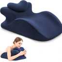 Memory Foam Wedge Pillow - Ergonomic Reading & Bed Wedge Pillow for Sleeping, Back Support, Acid Reflux, and Leg Elevation - Multi-Level Support with Removable & Washable Cover (Blue)