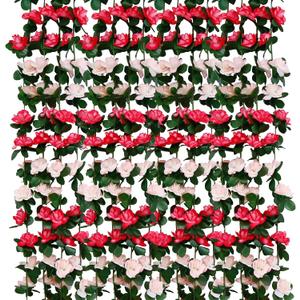 12 PCS 98.4 FT Artificial Flower Garland Pink Rose Garland for Wedding Room Decor12,Pink