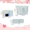 3 Pcs Makeup Bag Cosmetic bags for women Large Capacity Checkered Cosmetic Bag Canvas Travel Toiletry Bag Organizer Cute Makeup Bag Mother's Day Birthday Gift for Women (Blue S)