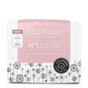LILLYDOO  Hypoallergenic Baby Diapers, Size 1 (25 kg), 24 pieces, Ultra Soft and Absorbent, Fragrance Free and Lotion for Sensitive Skin, Dermatologically Tested