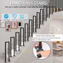 U-Shaped Staircase Handrail, Wrought Iron Indoor Outdoor Non-Slip Guardrail, Black Sturdy Step Railing for Porch, Loft, Steps, Garden, Corridor, Easy Installation
