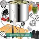Canning Supplies Starter Kit - Water Bath Canning Pot with Rack,Stainless Steel Canner Kit Set Tools: 2pcs Funnels,3 in 1 Lid Lifter,Ladle,Tongs,Silicon Gloves & Accessories Equipment for Beginner