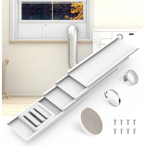 BJADE'S Dryer Vent Window Kit for 4" Dryer Vent Hose with Outdoor Dryer Vent Cover,Window Seal Plates Kit for Sliding and Hung Windows.Adjustable Length Panels Up to 63 Inches.