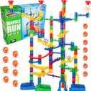 Marble Genius Marble Run - 150 Complete Pieces Maze Track Easter Toys for Adults, Teens, Toddlers & Kids Aged 4-8 Years Old, (85 Translucent Marbulous Pieces + 65 Glass-Marble Set), Super Set