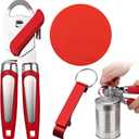 3 Set Stainless Steel Manual Can Openers with Magnet Include 1 Can Openers & 1 Jar Opener Gripper Pad & 1 Beer Opener Keychain Heavy Duty Bottle Open with Grip Handle for Weak Hands Seniors