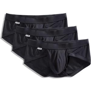 TB Men's Brief 3-Pack - TB Comfortable Underwear Breathable Microfiber (Black, XS)