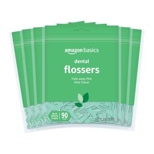 Amazon Basics Mint Dental Flosses, 540 Count, 6 Packs of 90 (90 Count (Pack of 6))