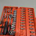 Egofine 46 Pieces 1/4 inch Drive Socket Ratchet Wrench Set, with Bit Socket Set Metric and Extension Bar for Auto Repairing and Household, with Storage Case