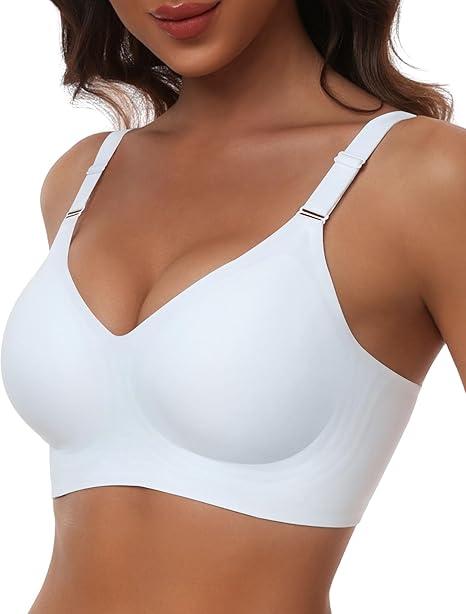 Comfortable Seamless Full Coverage Bra for Women Wireless Bras with Soft Support, White 2XL
