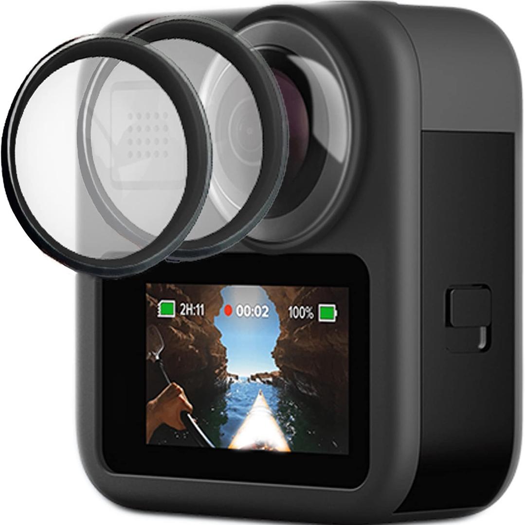 FiTSTILL 2 PCS Lens Protector Kit for Go Pro MAX Fusion&MAX360 2025Action Camera,High Transparent 9H Hardness Scratch Resistant Sticky Lens Guards Accessories(NOT For MAX2)