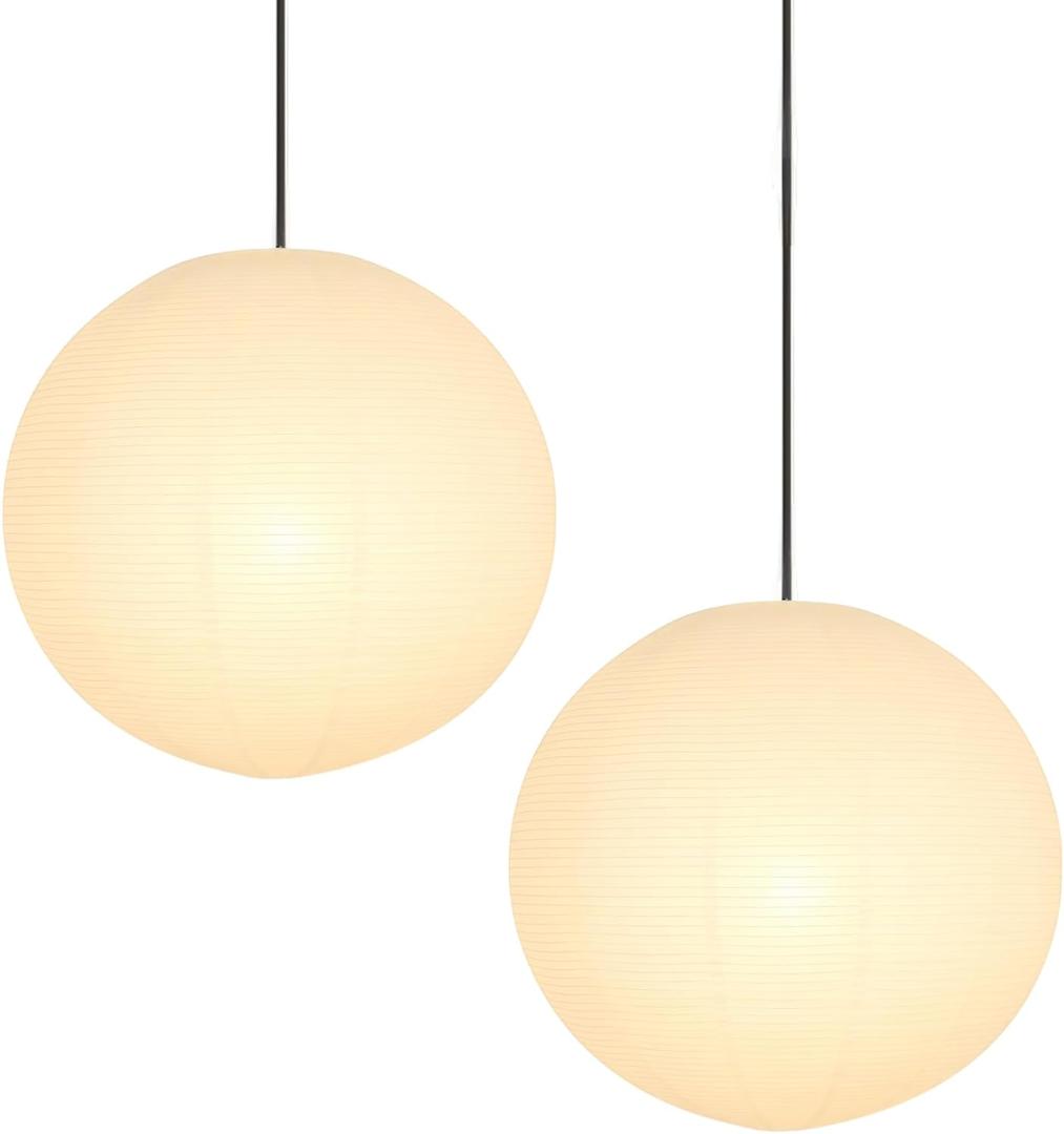 Paper Lanterns 2Pcs 16Inch Large Round Chinese Lanterns Foldable Pendant Lamp Shade Hanging Paper Lantern Lights for Home Indoor Living Room Bedroom Ceiling Lampshade Party Decoration Wedding