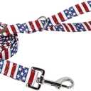 Patriotic Dog Collar & Leash - American Flag, Sturdy & Durable Cotton, Match 4th of July, Fits Small to Large Dogs
