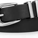 WERFORU Women Leather Belt Fashion Leather Waist Belt for Pants Jean Ladies Western Belt with Gold/Silver Buckle (Fit Waist Size 37-41 Inches)