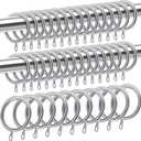 40 Pack Metal Drapery Curtain Rod Rings with Eyelets Internal Diameter 0.98in Fits up to 0.7in Rod Hanging Drape Sliding Eyelet Sliver Rings for Window Door Shower Bathroom (Silver)