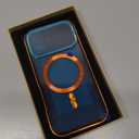 [Full Camera Protection& Mechanical Lock] Magnetic Privacy Case for iPhone 17 [Compatible with MagSafe] [CD Metal Ring] Full Body Shockproof Metal Bumper, 9H Anti Peeping Glass Cover-Orange