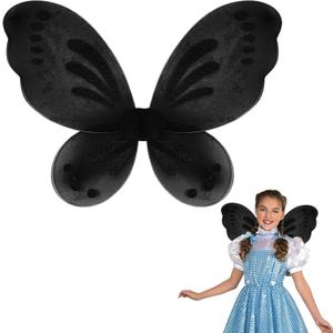 ZIRICHER Big Fairy Wings For Girls, Butterfly Fairy Wings Kids Costume Show Birthday Party Gift (Black)