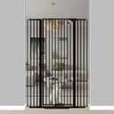 57" Extra Tall Pet Gate for Cats Dogs-29.5"-43.3" Extra Wide Cat Gate for Doorways and Stairs-1.37" Ultra Narrow Spacing Pressure Mounted Dog Gate with One-Handed Operation(29.5"-43.3") (Black)