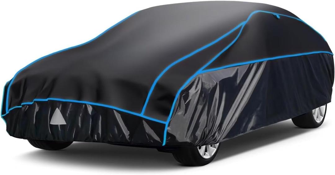 Hail Protector Car Cover, Outdoor Anti Hail Car Covers Thick Multi-Layered EVA, Hail Proof Car Cover Waterproof All Weather, Hail Protection Padded Fit Sedan/Coupe (Length 186 to 193 inch (Black Blue)