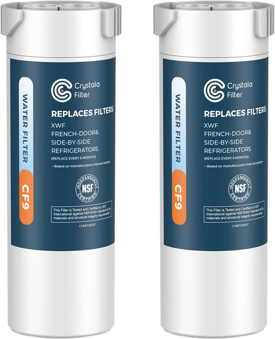 Crystala Filters Compatible with GE XWF Water Filter, Replacement for GE SmartWater Refrigerator Water Filter, (2 Pack)