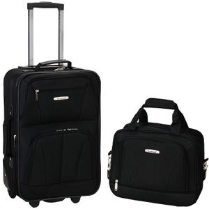 Rockland Fashion Softside Upright Luggage Set, Expandable, Black, 2-Piece (14/19) (2-Piece Set (14/19))