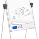 U-Stand Magnetic Whiteboard Easel 36 x 24 Inch, Double Sided Dry Erase Board with Flipchart Paper Pad (25 Sheets)- Height Adjustable Standing Whiteboard for Modern Home Office, Homeschool & Studio