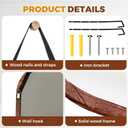 16"x48" Oval Full Length Mirror Solid Wood Wall Mirror with Hanging Strap for Living Room Bathroom Bedroom Entryway - Brown