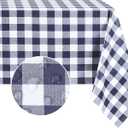 Romanstile Rectangle Vinyl Tablecloth, 100% Waterproof Buffalo Gingham Plastic Table Cloth, Heavy Duty Wipeable Checkered Table Covers for Outdoor, Camping, Picnic, Patio - 60 x 120, Navy Blue