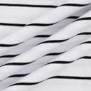 LilyCoco Women's Striped Shirt Short Sleeve Color Block Tops Notched Neck Summer Tee White Medium (M)