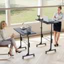 HOMIDEC Standing Desk, 32 Inch Portable Small Desk Adjustable Height, Rolling Home Office Desks with Wheels, Sit Stand Desk for Bedroom Walking Pad Home Office Small Space, Black