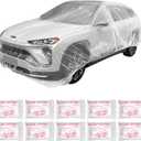 Awagas Clear Plastic Car Cover 10 PCS Disposable Car Covers for Automobiles, 21.7x12.5 ft Elastic Band Car Covers Clear Waterproof Dustproof Full Car Protective Cover for All Brands of Sedan Cars