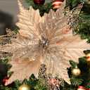10'' Large Christmas Glitter Poinsettia Flowers Decorations, stadeco 10 Pcs Christmas Tree Picks Ornaments Artificial Flowers with Long Stems for Xmas Tree Wreath Garland Party DIY Holiday Decor
