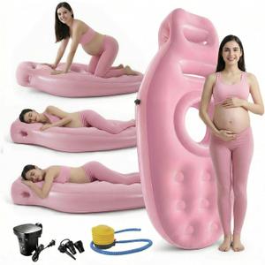 Inflatable Tummy Nest Pregnancy Pillow with Belly Hole, Belly Mattress for Pregnancy Pillow Stomach Sleepers,Maternity Pool Float,Prenatal Massage Pillow,Extra Wide&Tall,All Pregnancy Stages (Pink)