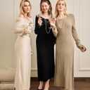 Wenrine Womens Fall Off The Shoulder Bodycon Sweater Dress 2025 Formal Long Sleeve Elegant Cocktail Party Maxi Dresses (Brown, XL)