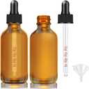 Bumobum Dropper Bottle 2 oz, 2 pack Amber Glass Eye Dropper Bottles with Labels and Funnel, Tincture Bottle with Measured Dropper - Leakproof Essential Oils Bottles for Health, Personal Care & Beauty