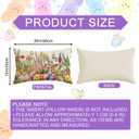 Bunny Ears Eggs Wildflowers Easter Lumbar Pillow Cover Pillow Cases Set of 4 Decorations for Farmhouse Home Sofa Couch Cushion Cover Party Holiday Decor 12x20 Inch
