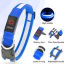 Vizpet LED Dog Collar, Light Up Dog Collar Adjustable USB Rechargeable Super Bright Safety Light Glowing Collars for Dogs(Medium,Blue)
