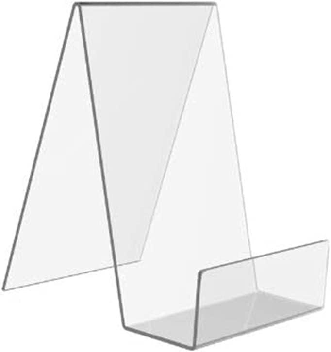 esowemsn 2pcs Clear Acrylic Book Stand Display with Ledge Easels Book Stand Holder Bookshelf,Table Picture Album and Brochure Holder for Books, Notebooks, Picture Albums