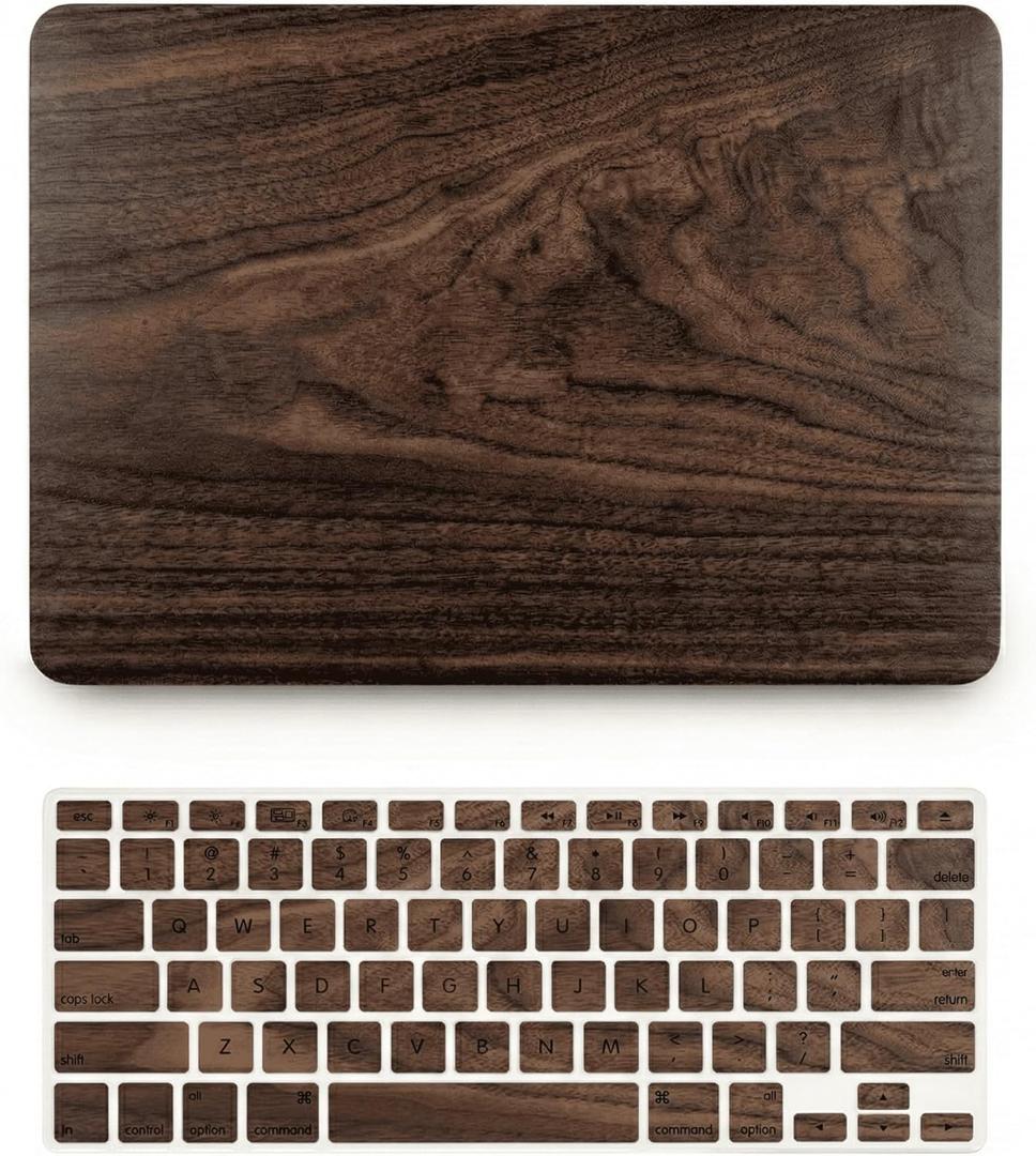 KECC Compatible with MacBook Pro 13 inch Case 2020-2025, 2016-2019 Release M2 M1 A2338 A2289 A2251 A2159 A1989 A1706 A1708 Plastic Hard Shell + Keyboard Cover, Walnut Wood