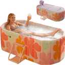 jessie 59" Portable Bath Tubs Adult with Lid, Foldable Bathtub, Hot & Cold Plunge Tub Ice Bath Tub fo Home Indoor & Outdoor Showers (XL(59.1''L x 33.9''Wx 19.7''H))