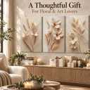 UZXTFQU 3Pcs Neutral Beige Floral Botanical Canvas Wall Art 16x24in