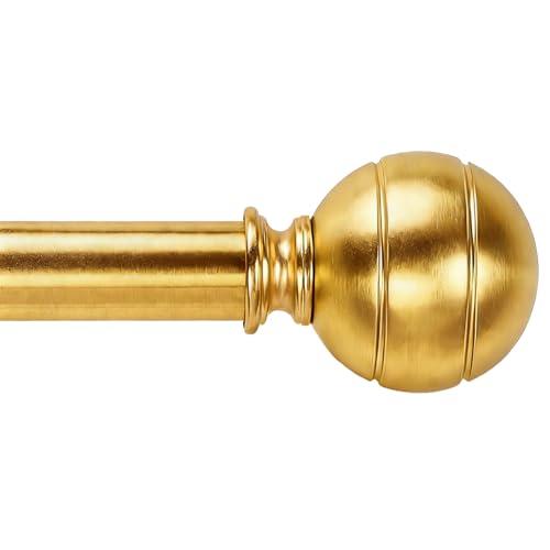 Gold Nickel Curtain Rods for Windows 30-88 Inch Adjustable Heavy Duty Metal,1 Inch Pipe Decorative Modern Rustic Blackout Drapery Rods with Twisted Cage Finials